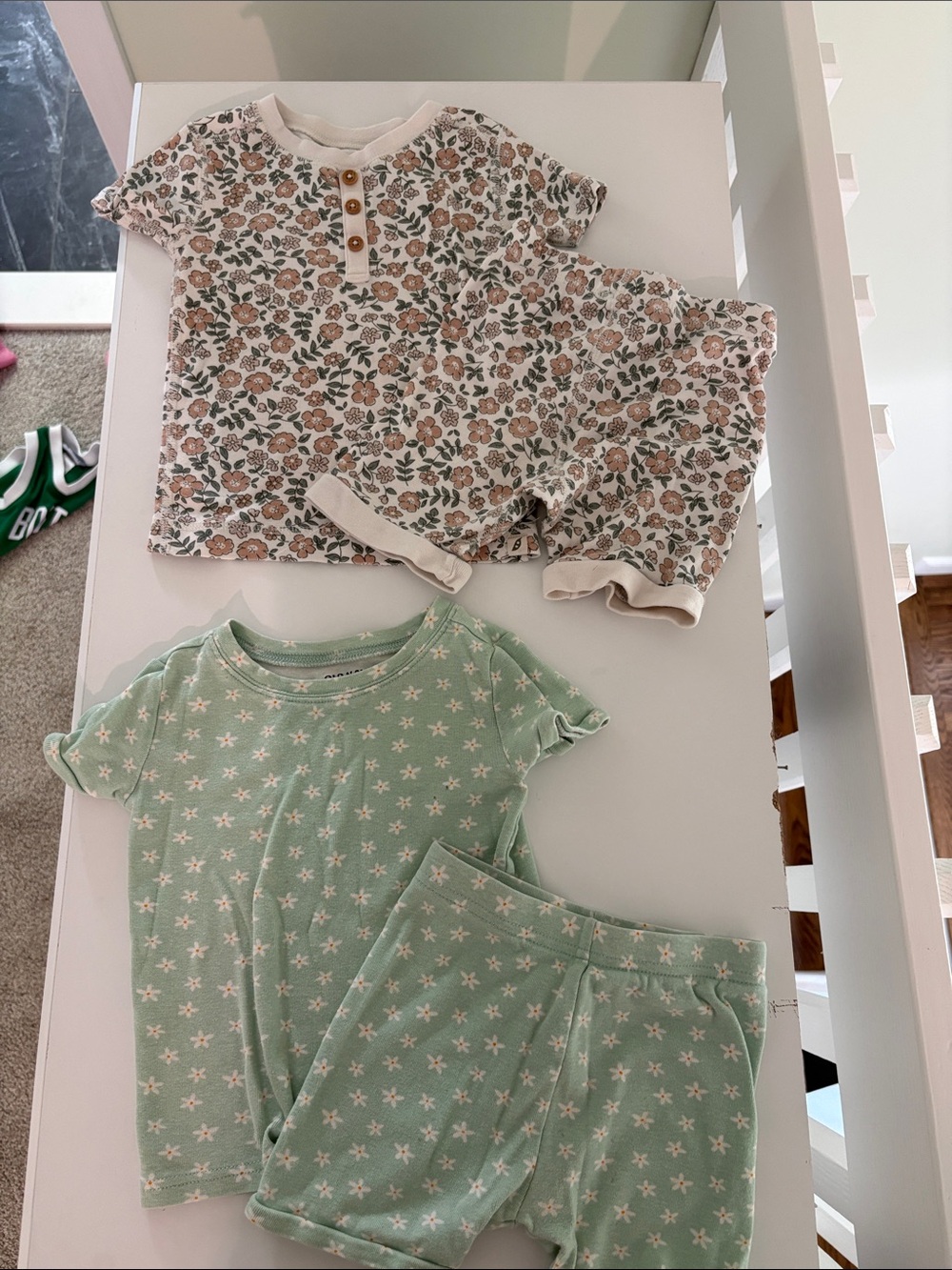 Kids Floral & Green Star Short Pajama Set - Soft Cotton